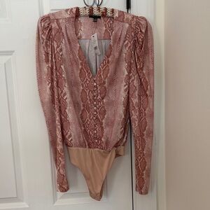 AFRM Pink Snake Print Bodysuit